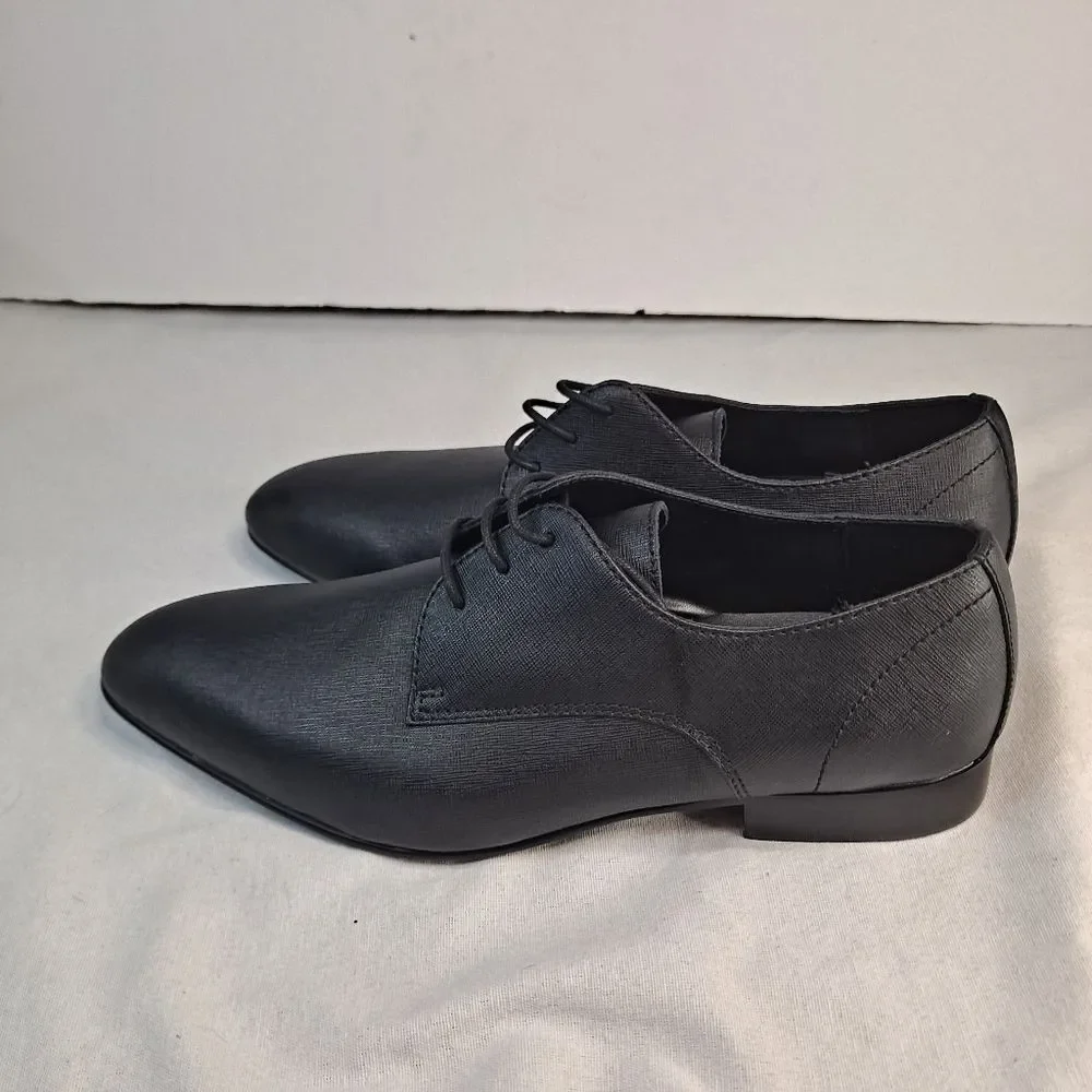 BP. Albert Men's Plain Toe Derby Dress Shoes Size 9.5M Black Leather Lace-Up